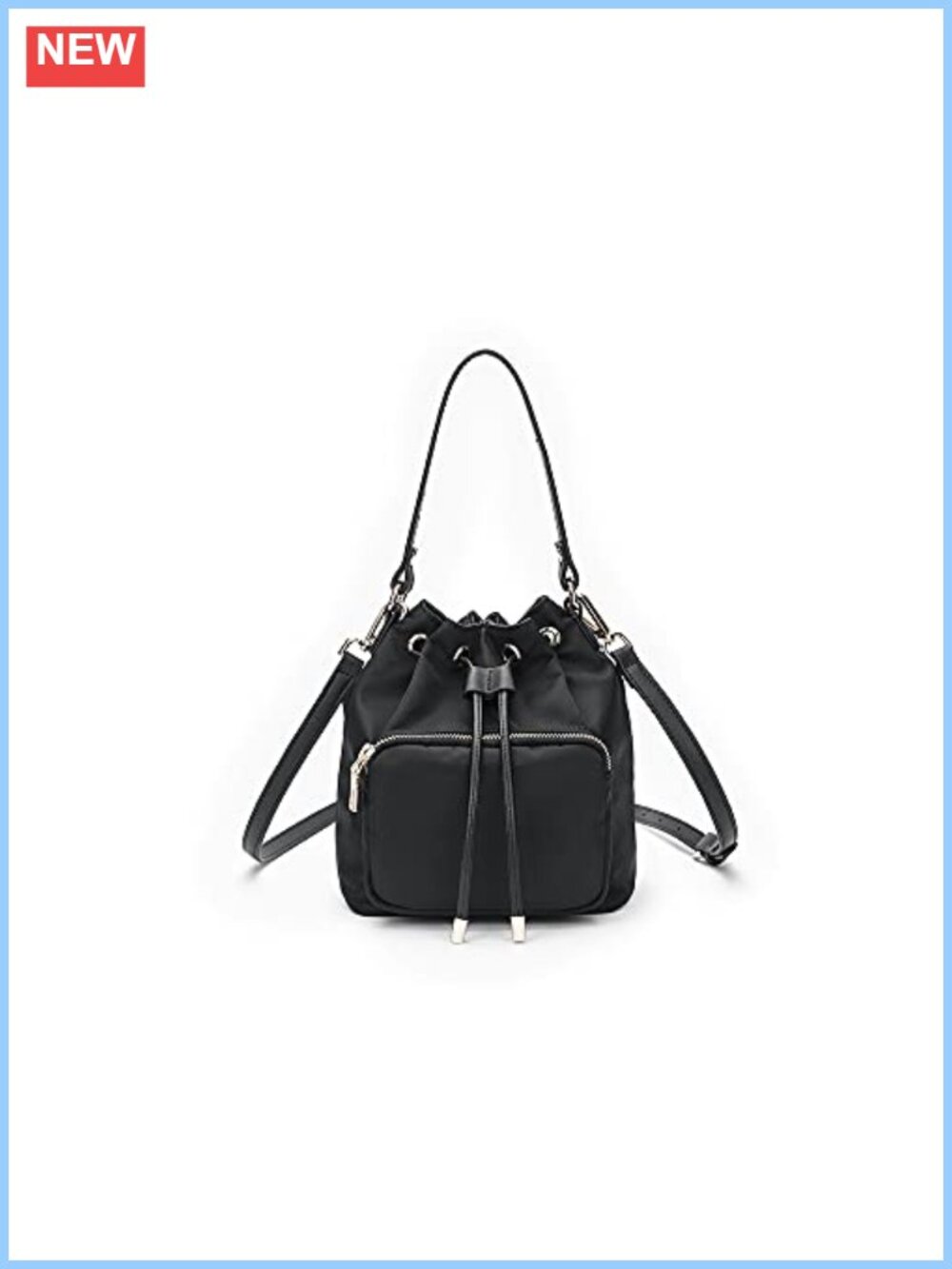 Nylon Crossbody Bucket Bag Drawstring Purse Adjustable Strap Lightweight
